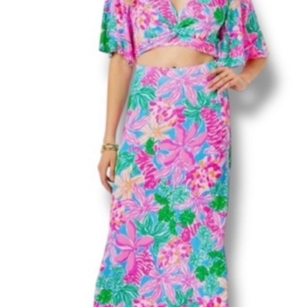 Lilly Pulitzer Minka 2 pc maxi skirt set sz XL